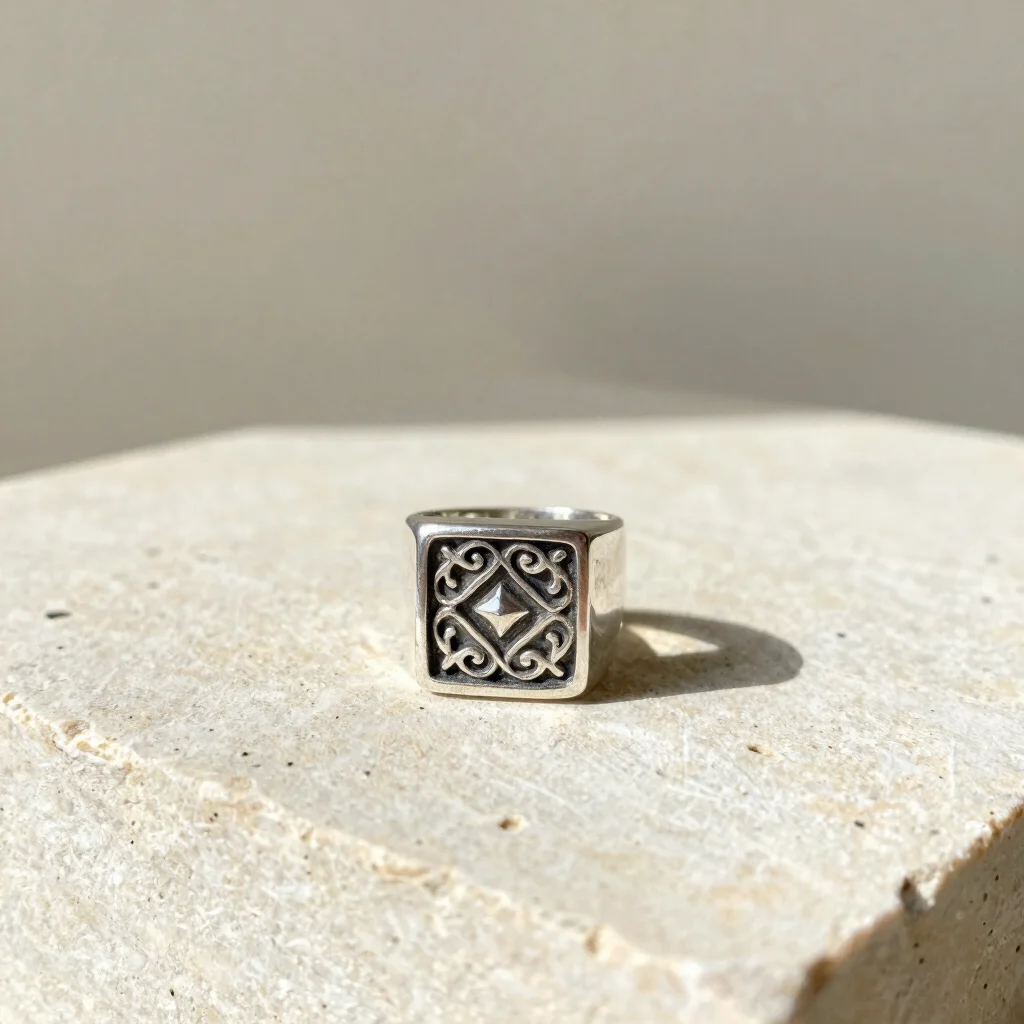 Hand-Engraved Silver Filigree Ring
